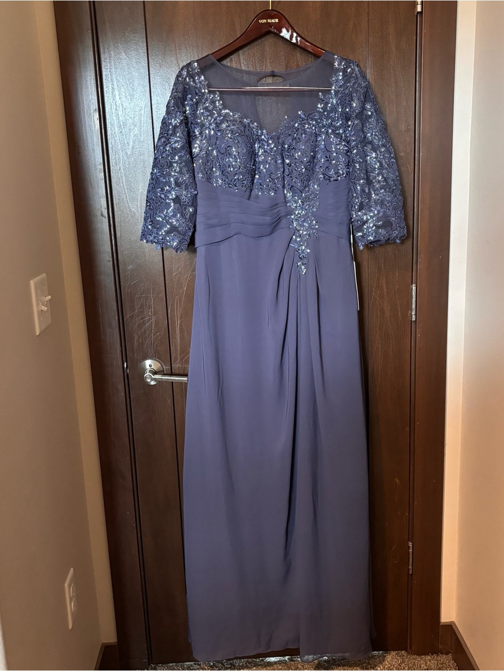 Mother of the Bride/Grandmother Dress NWT Lavevir Size 12 Stormy Blue - Picture 3 of 8